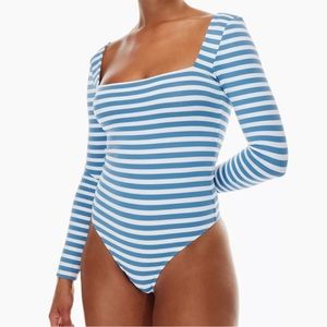 Aritzia Babaton Contour Long Sleeve Striped Bodysuit